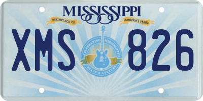 MS license plate XMS826