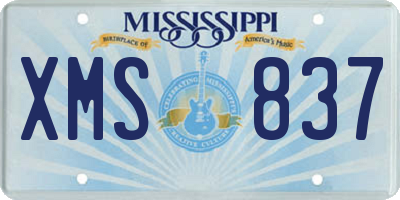 MS license plate XMS837