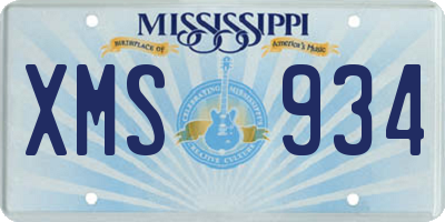 MS license plate XMS934