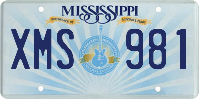 MS license plate XMS981