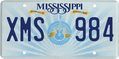 MS license plate XMS984