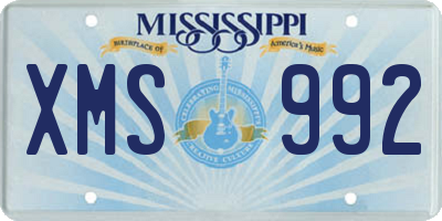 MS license plate XMS992
