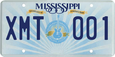 MS license plate XMT001