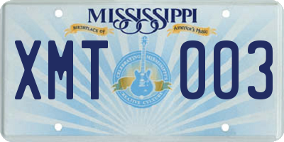MS license plate XMT003