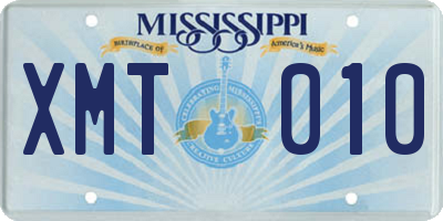 MS license plate XMT010