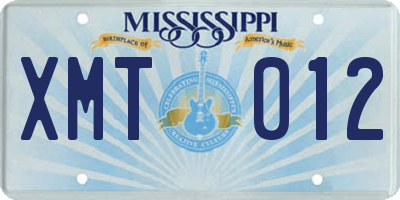 MS license plate XMT012