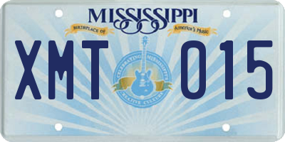 MS license plate XMT015