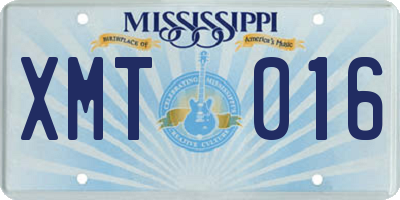 MS license plate XMT016