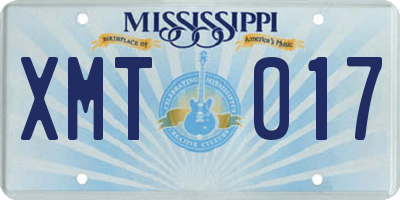 MS license plate XMT017