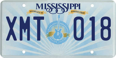 MS license plate XMT018