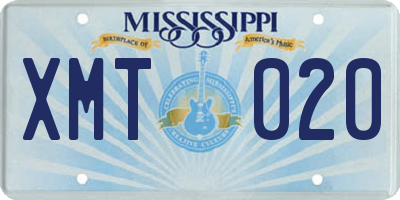MS license plate XMT020
