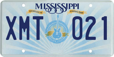 MS license plate XMT021