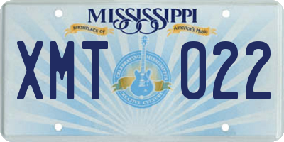 MS license plate XMT022