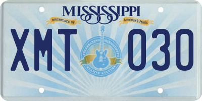 MS license plate XMT030