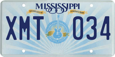 MS license plate XMT034