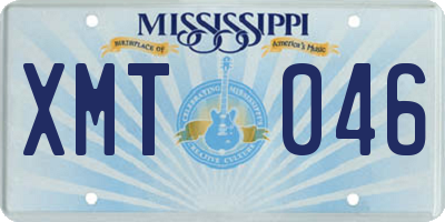 MS license plate XMT046