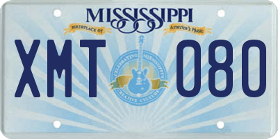 MS license plate XMT080