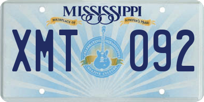 MS license plate XMT092