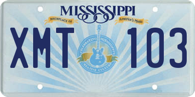 MS license plate XMT103