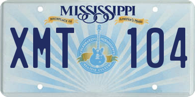 MS license plate XMT104