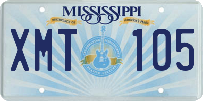 MS license plate XMT105