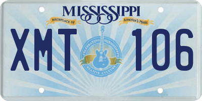 MS license plate XMT106