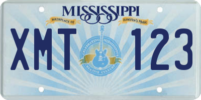 MS license plate XMT123