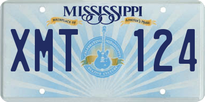 MS license plate XMT124