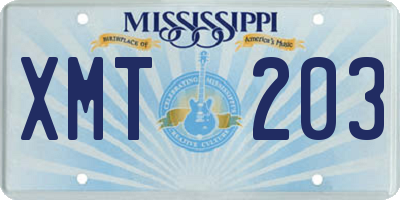 MS license plate XMT203