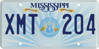 MS license plate XMT204