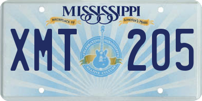 MS license plate XMT205