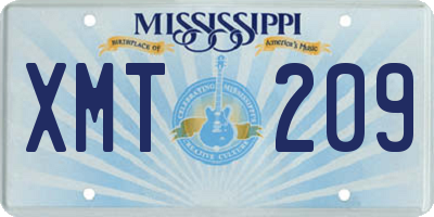 MS license plate XMT209
