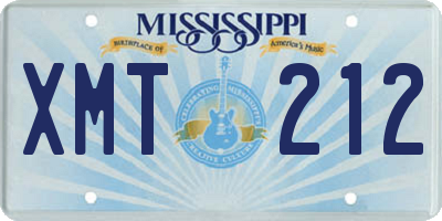 MS license plate XMT212