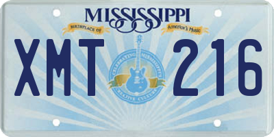 MS license plate XMT216