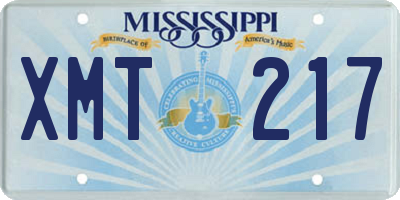 MS license plate XMT217