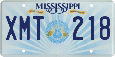 MS license plate XMT218