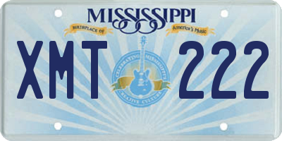 MS license plate XMT222