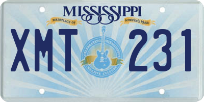 MS license plate XMT231