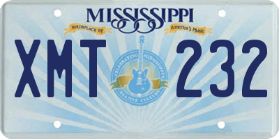 MS license plate XMT232