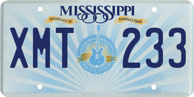 MS license plate XMT233
