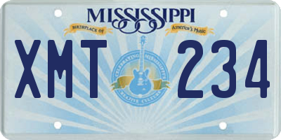 MS license plate XMT234