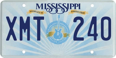 MS license plate XMT240