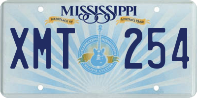 MS license plate XMT254