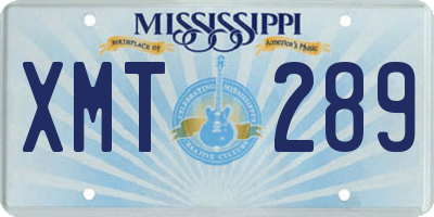 MS license plate XMT289