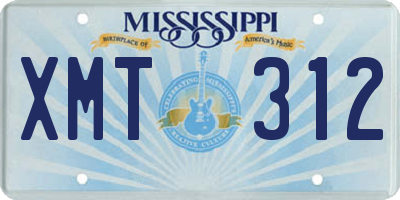MS license plate XMT312