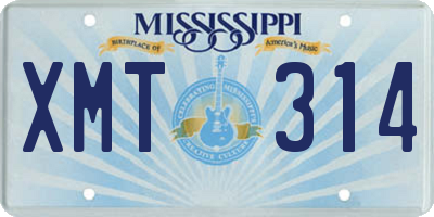 MS license plate XMT314