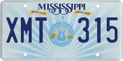 MS license plate XMT315
