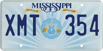 MS license plate XMT354