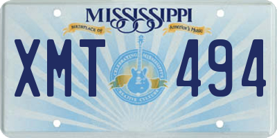 MS license plate XMT494