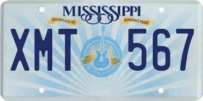 MS license plate XMT567